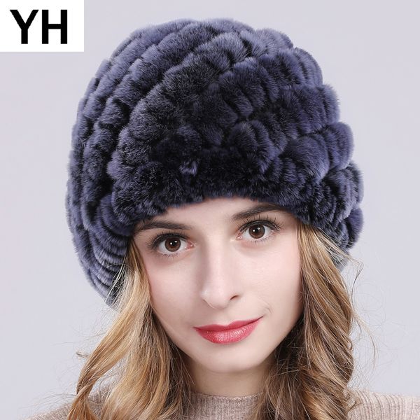

открытый зимний хорошо упругие real fur hat женщины вязаные природные шерсти кролика rex skullies cap warm soft real меховые шапки шапочки y, Blue;gray