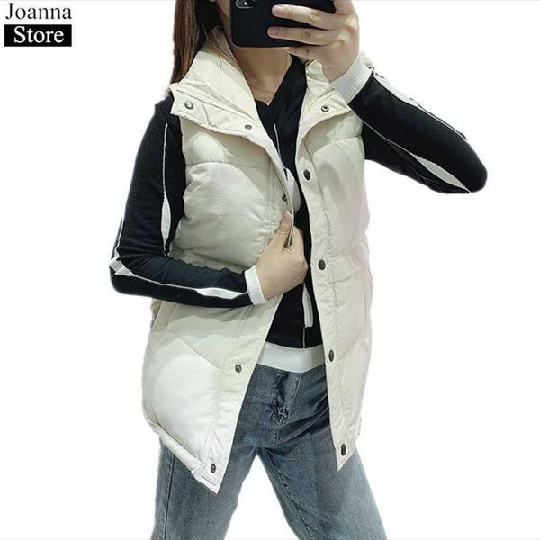 

winter women warm stand collar cotton vest thick sleeveless black fluffy loose casual vest office lady plus size korean clothes1, Black;white