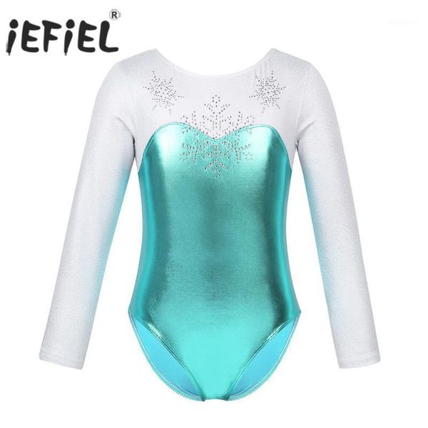 

iefiel kids girls tutu dancewear shiny rhinestone snowflake metallic bodice ballet dance turnpakje gymnastics leotard costumes1, Black;red