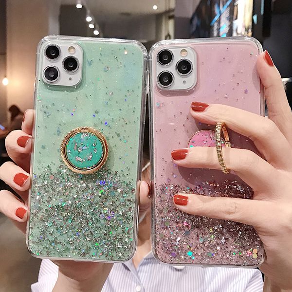 

палец кольцо стенд чехол для iphone 11 pro xr xs max 6 6s 7 8 plus x gradient блеск star soft эпоксидный противоударный телефон обложка