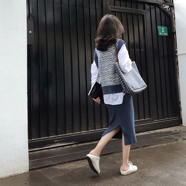 

ns52s french winter three dresssweater set fairy set net red sweater leisure early autumn piece dress dress women's autumn and winter f, Gray