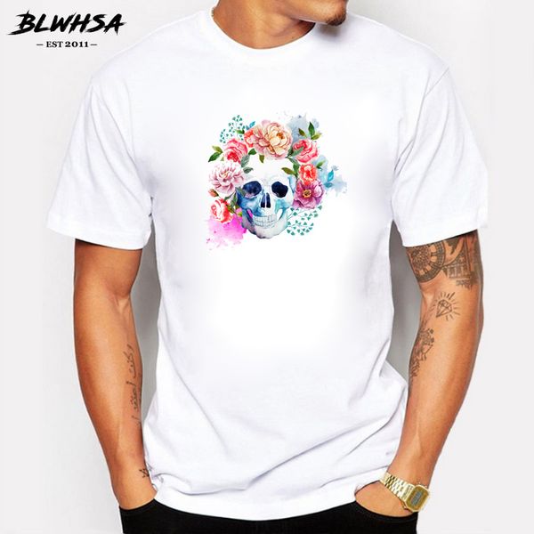 

sport blwhsa new arrivals men t-shirt summer flower skull head printed 3d man t shirt cool fashion novelty tee