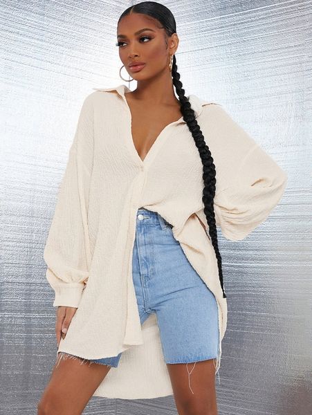 

sxy single breasted drop shoulder blouse v05u#, White