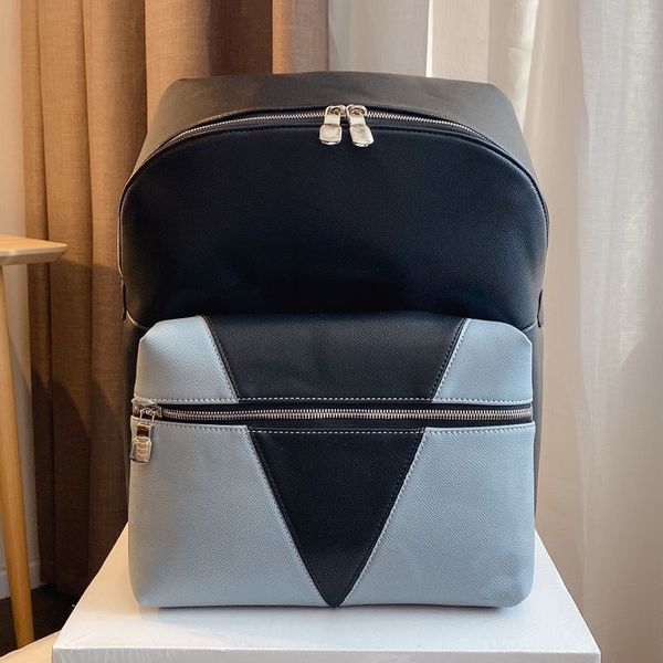 

men women classic backpack patchwork color backpacks school bag black leather shoulder bag fashion letter print string back pack handbags