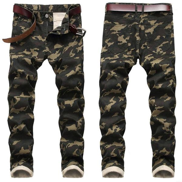 

jeans army green printed casual pants denim fashion dropship large size men's camouflage jeans personality men's slim stretch1, Blue