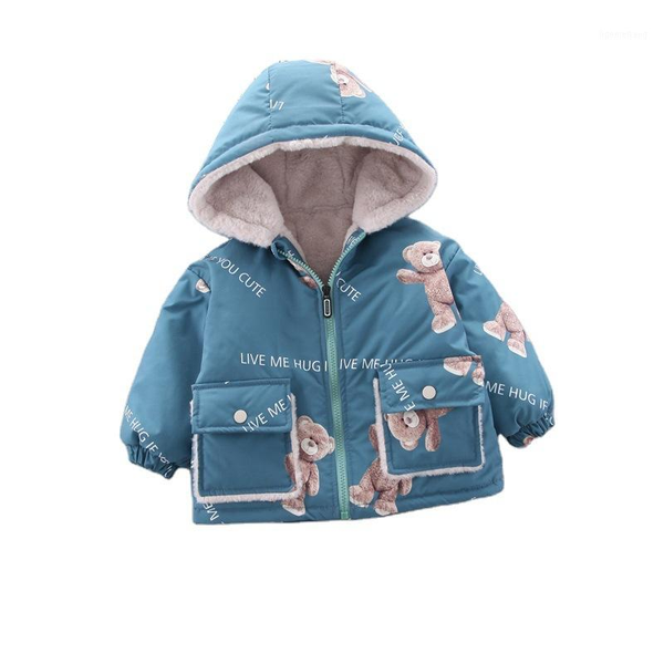 

autumn winter children thicken hooded jacket fashion baby boys girls cartoon hoodies new toddler casual clothes kids costume1, Blue;gray