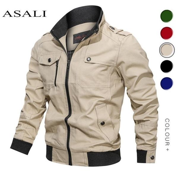 

2019 jacket men spring autumn cotton windbreaker pilot coat army men's bomber jackets cargo flight jacket male clothes1, Black;brown