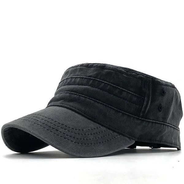 

simple military cap 100% cotton flat hat for men vintage army hat cadet military patrol cap outdoor fishing cap wmtiui, Black;white
