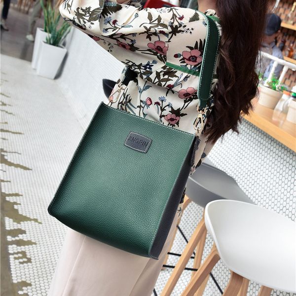 

new litchi pattern soft women messenger bucket bags pu leather fashion small shoulder ladies girls handbags crossbody bags-45