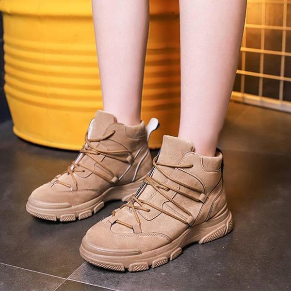 

women lace up boots ladies flat platform woman waterproof non slip women's causal comfortable boot female shoes outdoor 2020, Black
