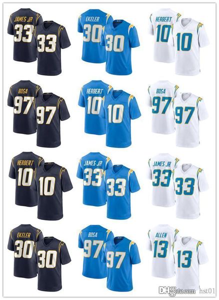 

men women youth los angeles chargers 33 derwin james 10 justin herbert 30 austin ekeler 97 joey bosa football jerseys, Black;red