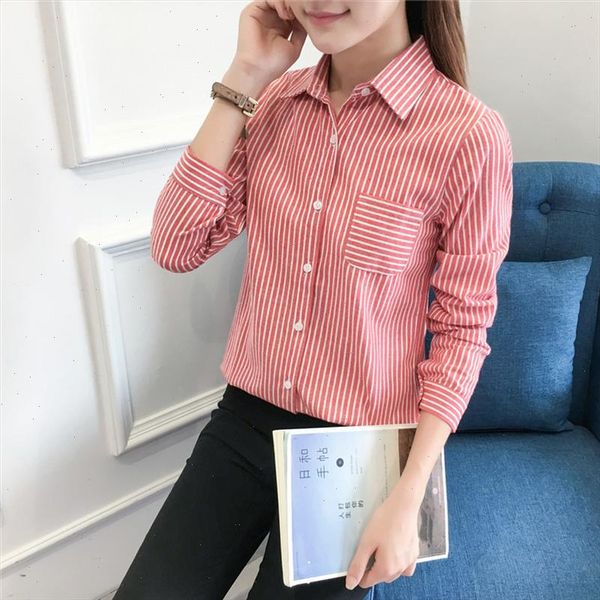 

2021 autumn new women blouses long sleeve shirts good quality causal college style women office striped blouse lady clothes, White