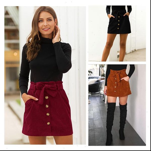 

autumn winter formal high waist women skirt 2020 office lady a line skirts with stretch pockets womens skirt femme, Black