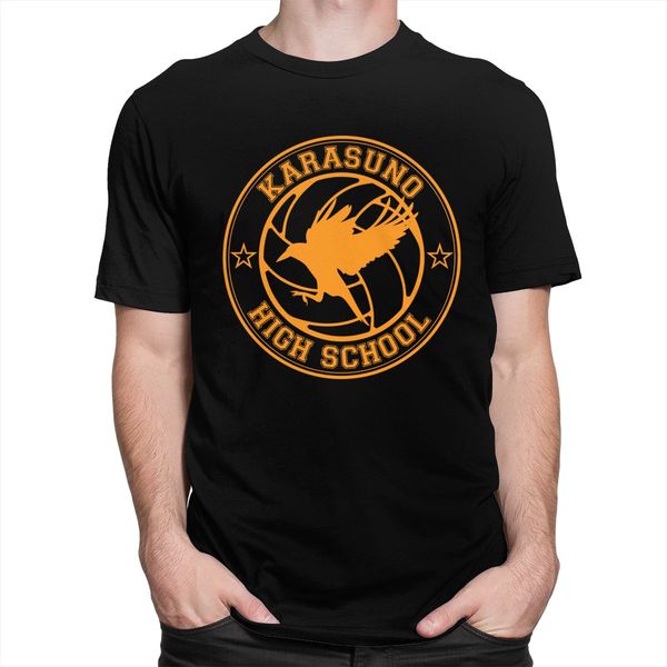 

спортивной мода мужской karasuno high school t shirt mens короткие рукава crewneck хлопок футболка отдых haikyuu бокуто oya аниме tee tops