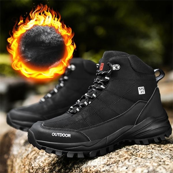 

hiking shoes men winter boots warm snow boots non-slip ankle hiking shoes plus size14 mountain shoes black combat platform boots