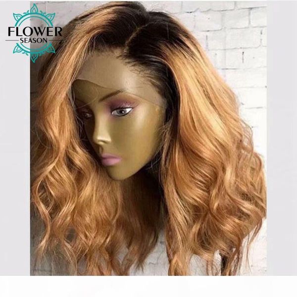 

ombre wig lace front human hair wigs natural wave ombre brown for women 13x6 brazilain remy hair 150% preplucked flowerseason, Black;brown