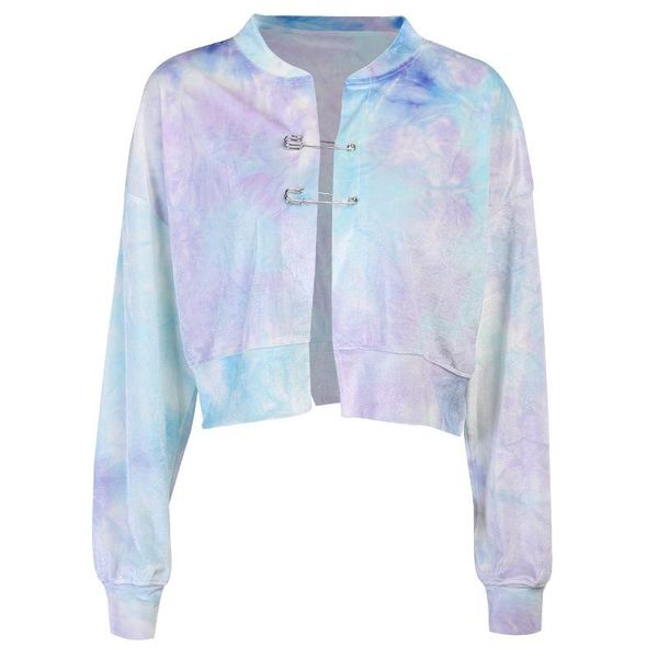 

fannic autumn fashion turn-down collar tie-dye covered button jacket for women, Black;brown