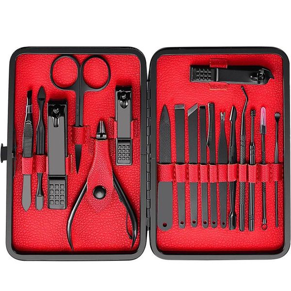 

7/8/10/15/16/18pcs stainless steel pedicure professional nail clipper set cuticle eagle hook tweezer manicure beauty tools kit