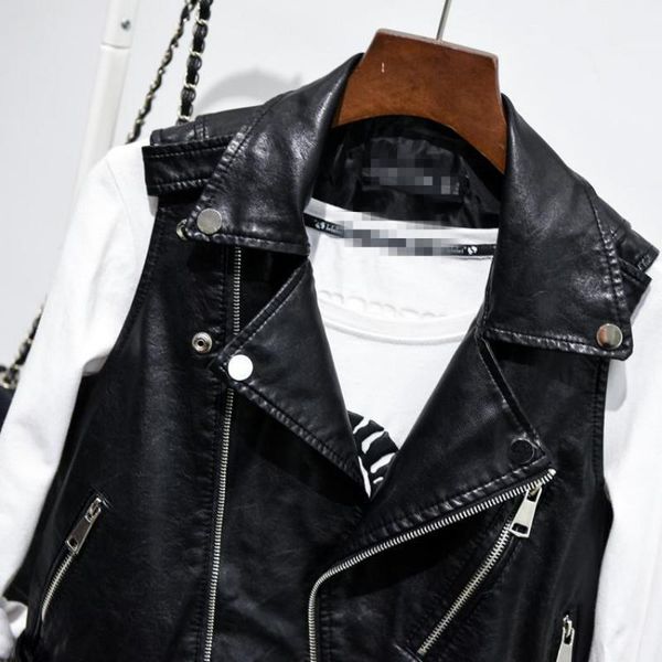

big size 4xl fashion ladies leather jackets sleeveless black vest coat 2018 new spring autumn pu motorcycle woman casual jacket1