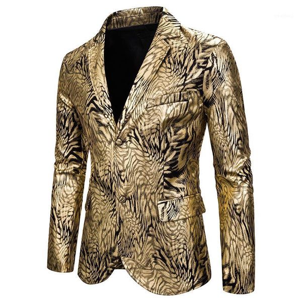 

men blazer brand shiny gold snake pattern print blazer masculino casual slim fit dj club party mens suit jacket stage costumes1, White;black