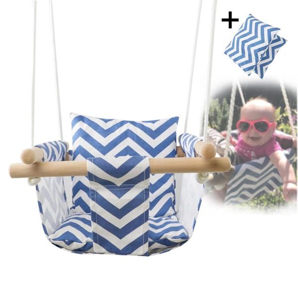 

swings, jumpers & bouncers safety kindergarten baby canvas swing hanging chair wooden indoor small swinging basket rocking with cushion
