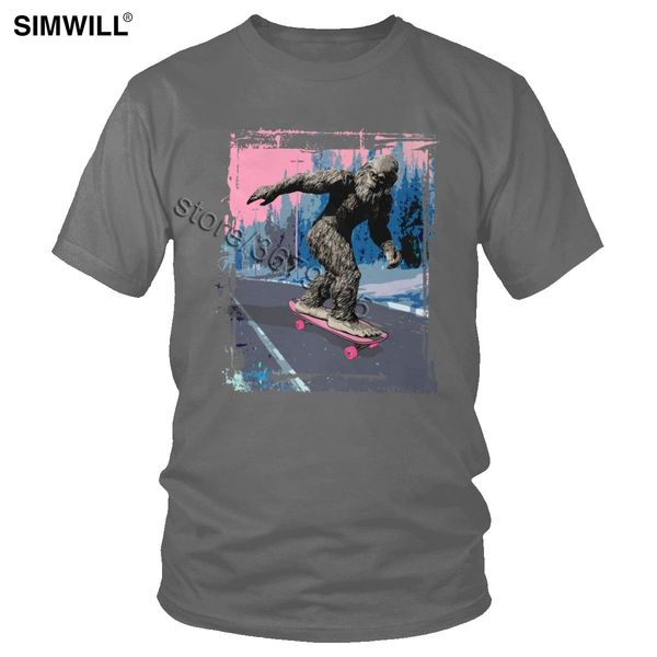 

sport urban funny bigfoot skating t shirt for men streetwear leisure cotton tees fashion short sleeves love skateboard t-shirts gift