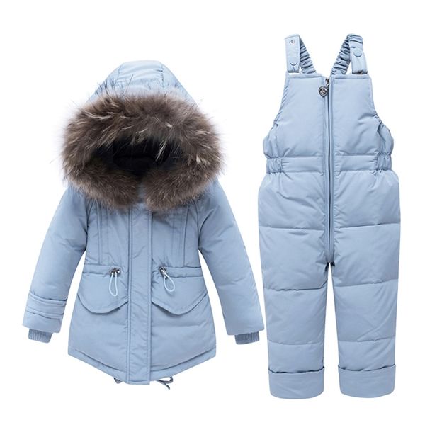 

2020 baby boys parka girls clothes kids down coat children warm snowsuit outerwear + romper clothing set russian winter jackets lj201202, Blue;gray