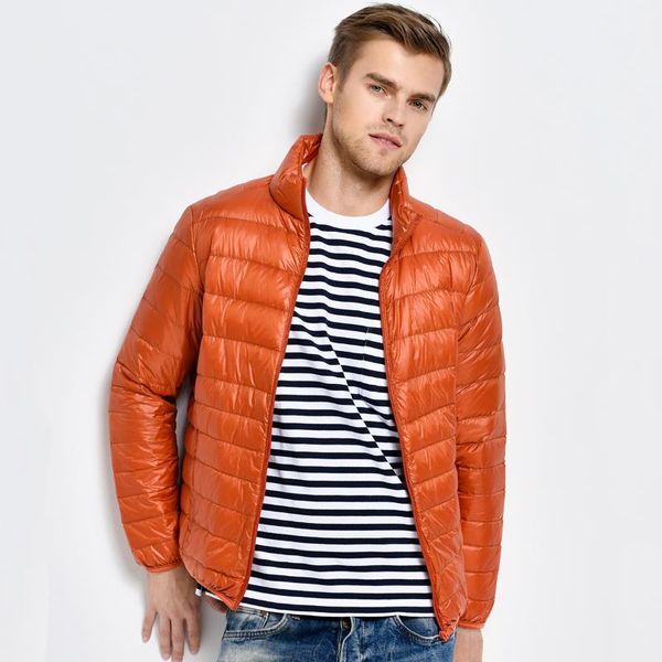 

nice new winter down jacket men 80 white duck down jacket stand collar ultralight male parka chaqueta pluma hombre1, Black