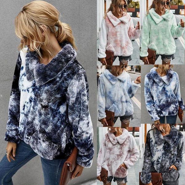 

designer section europe and america cross border women's dress amazon 2020 winter warm tie-dye maomao hoodie female, Black