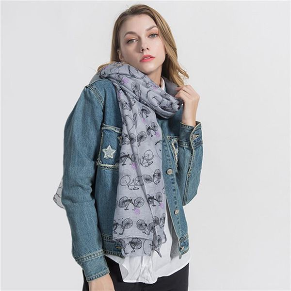 

taobao spring and autumn bicycle design new silk scarf shawl, Blue;gray