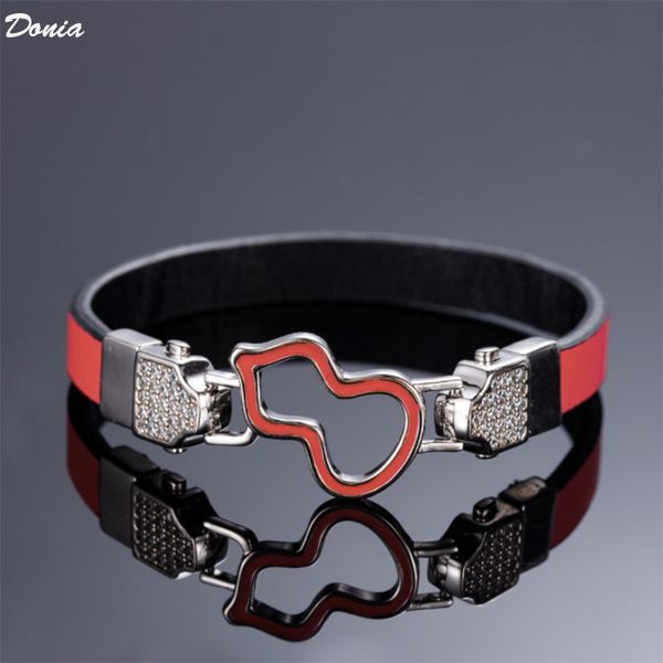 

donia ювелирных европейской и американской моды выдалбливают полный алмазов тыквы браслет женский кожаный браслет конструктора, Black