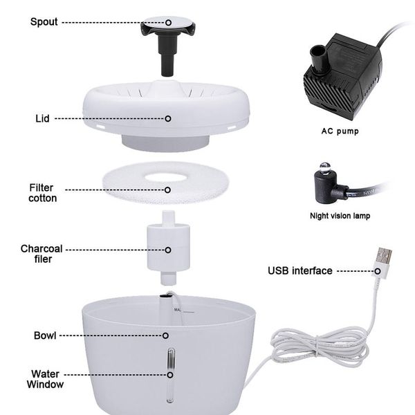 

2.5l matic cat fountain water drinking feeder bowl pet dog cat water dispenser mute matic drinking fountain elec sqckoo