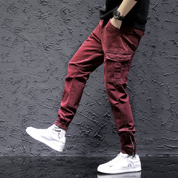 

new fashion men's cotton pants streetwear hip hop sweatpants joggers trousers tactical pants male cargo pants pantalones hombre lj20100, Black