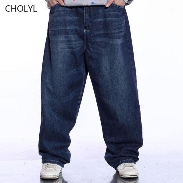 

men wide leg blue jeans hip hop streetwear plus size mens bleached baggy jeans skateboarder denim pants1