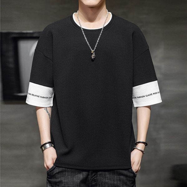 

2021 t shirt men hip hop mens cotton tshirt o-neck summer tee causal fashion loose knitted tshirts 3xl short sleev cjhk, White;black