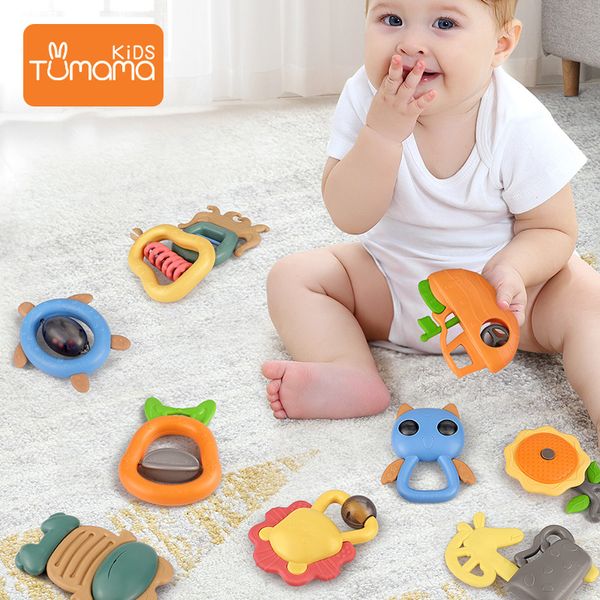 

tumama 4~11pcs baby rattles toys music bed bell hand hold jingle shaking bell plastic animal rattles baby toys 0-12 months bell 1020