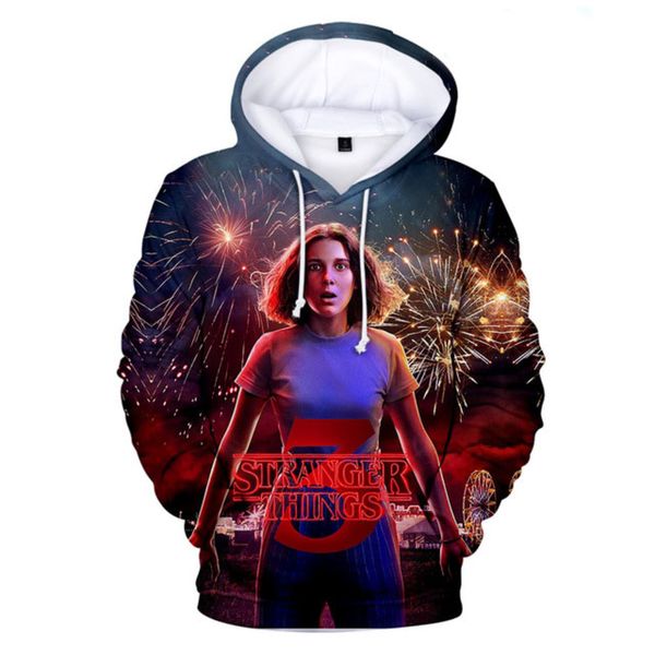 

brand new dropship 2020 men's hoodie season 3 sweatshirt tv series stranger things 3d print winter warm hoodies, Black