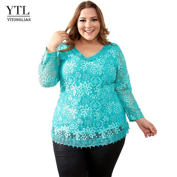 

womens plus size big yards femme elegant floral lace t shirt women elastic tee shirts 6xl 7xl 8xl h009 y200109, White