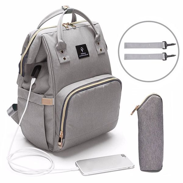 

baby diaper bag with usb interface large capacity travel backpack nursing handbag waterproof nappy bag for baby care with 2 hook y200107