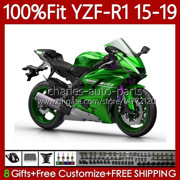 OEM-Verkleidungen für Yamaha YZF-R1 YZF R 1 1000CC YZF1000 2015 2016 2017 2018 2019 Metallic Green Bodywork 104No.93 YZF R1 1000 C 15-19 YZF-1000 YZFR1 15 16 17 18 19 Einspritzkörper