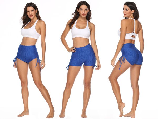 

women's sports shorts high waist yoga short exercise hips push up sportswear quick drying running casual shorts, Black;white