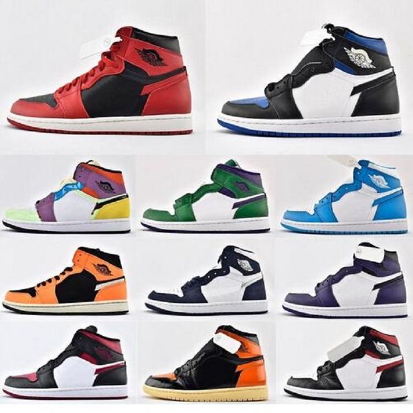 

new 1 1s high 3 basketball shoes shattered og bred toe banned game royal shoes men 1s shadow sneakers shoe high quality, White;red