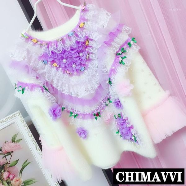 

new fashion mesh lace flower patchwork pullover sweater women's long sleeve korean knitted sweater fairy short knitwear1, White;black