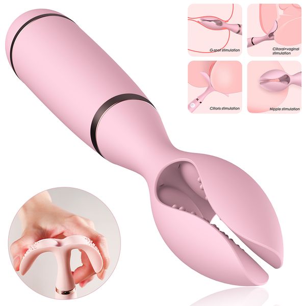 

abdo usb charging vibration massager double clip vibrating nipple clamps clitoris stimulator for woman sexytoys femmes