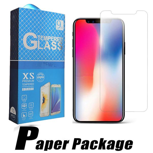 

tempered glass screen protector 2.5d 9h with paper package for iphone 12 11 pro max x max xr 8 7 plus samsung a10e a20 lg stylo 5 k40
