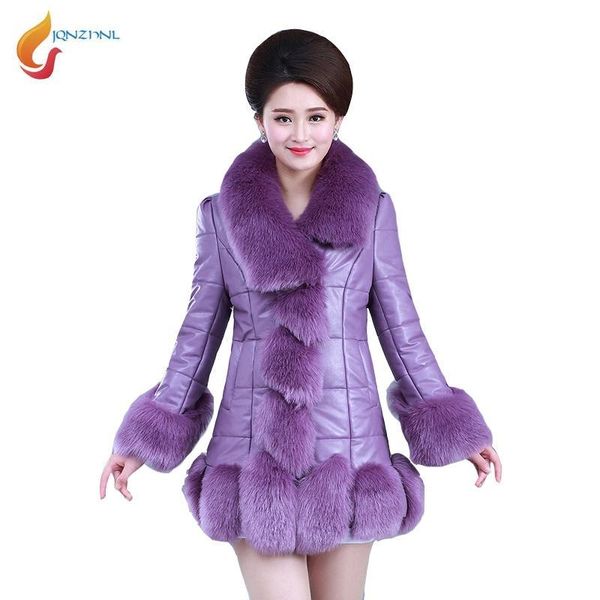

jqnzhnl 2020 new winter women big fur collar coat medium long warm jacket outerwear fashion slim thicken faux fur overcoats l458, Black