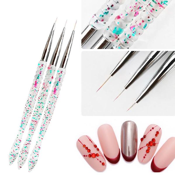 

nail brushes 3pcs/set art drawing painting acrylic pen mixed colors gourd handle nails brush manicure tools, Yellow