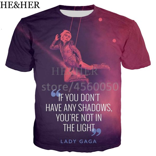 

new popular star lady gaga 3d print shirts humor anime kawaii men clothing
