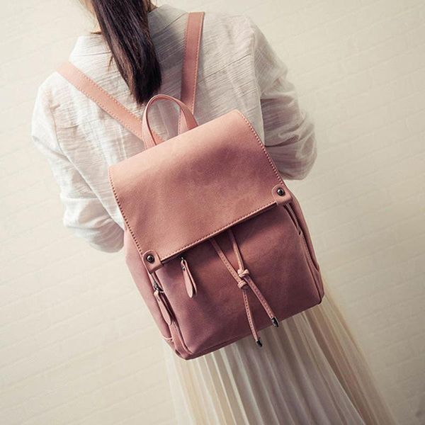 

backpack style college wind shoulder bag pu leather women's fashion ladies mochila escolar school bags for teenagers