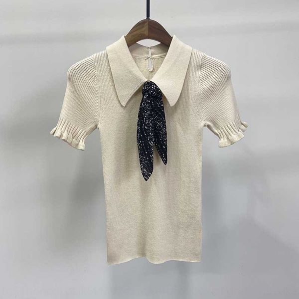 

новые женской одежды осень зима 2020 французский галстук lace short sleeve тонкий вязать top lacelace lacetop для женщин vh7ry, White;black